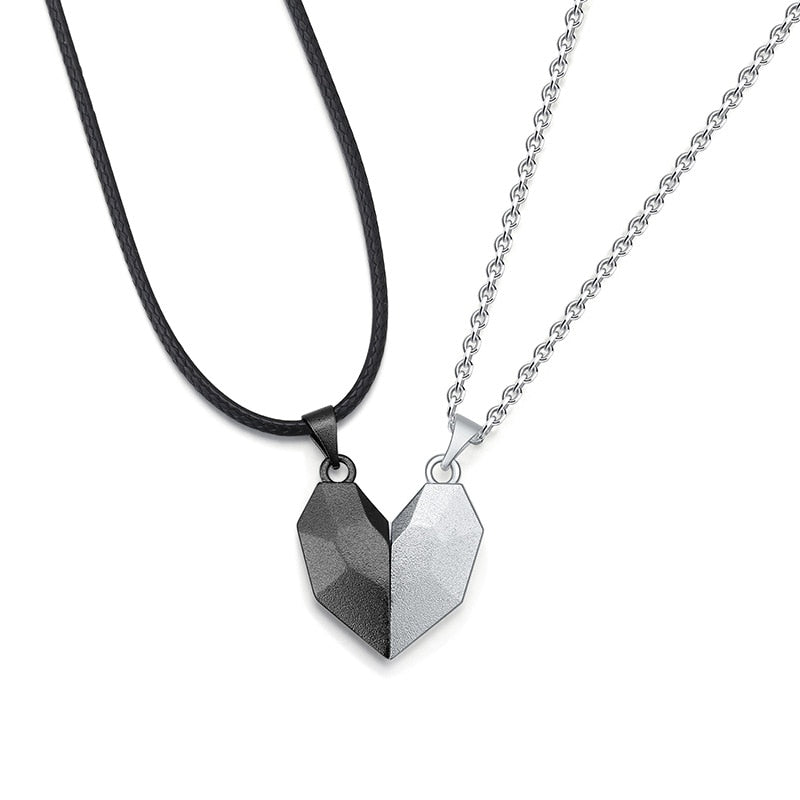 Geometric Magnetic Heart Silver Heart Pendant Necklace For Women Elegant  Couples Shaped Leather Choker With Fine Jewelry Stitching From Cocoleau,  $10.59