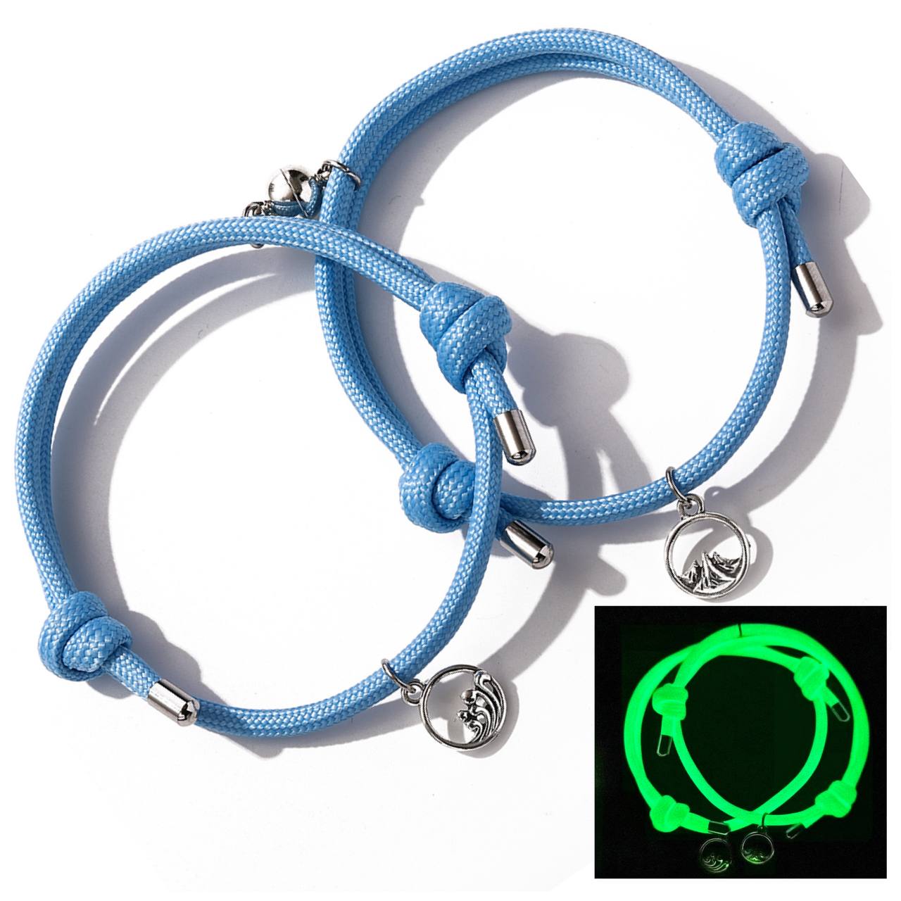 Luminous Alloy Paw Print Charm Bracelets Set with Magnetic Heart, Glow In  The Dark Adjustable Couple Bracelets for Lover Best Friend, Cornflower  Blue