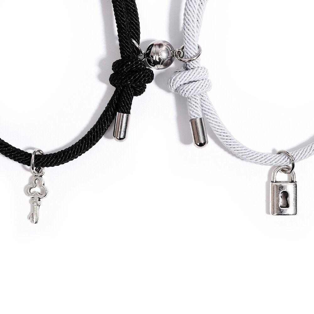 Couple Bracelet - Adjustable Rope and Key Heart Lock Matching Bracelet –  Chimatch